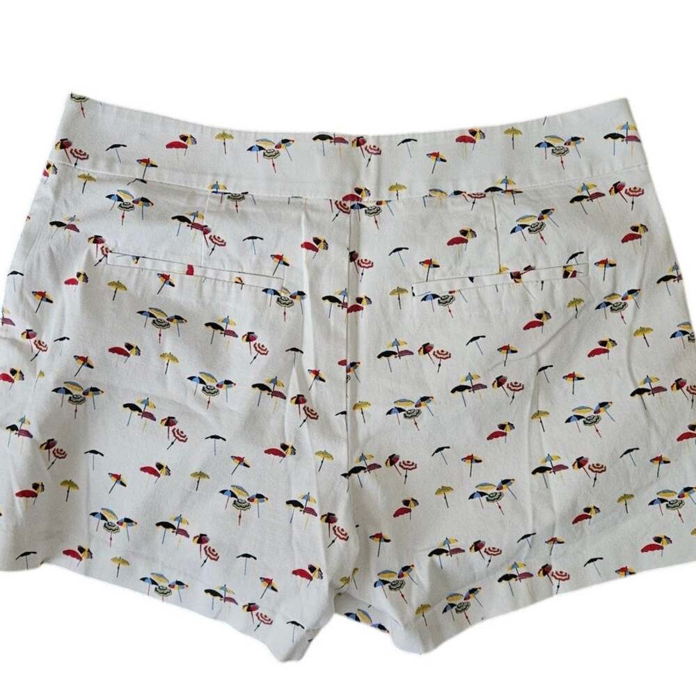 aison Jules Beach Umbrella Print Chino Shorts White Stretch Cotton Tropical 4